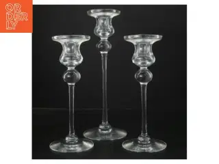 Glas lysestager holmegård/royal copenhagen (str. Ø 8 cm længde 22,5 & 29 cm)