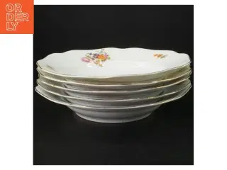 Porcelænsmiddagstallerkener med blomstermotiver (str. 25 cm)