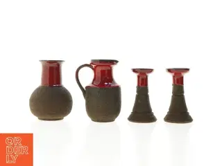 Keramik lysestager og kande fra Lehmann Danmark (str. 14 x 7,5 cm og 15 x 12 cm og 16 x 12 x 9 cm)