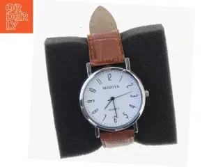 Armbåndsur med læderrem fra Modiya (str. 24 cm)