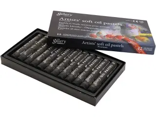 Gallery Oliepastel, L: 7 cm, diam. 11 mm, tykkelse 11 mm, sort, 12stk./ 1 pk.