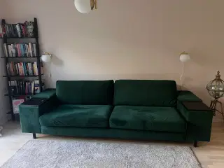 Grøn velour sofa, 3-personers 