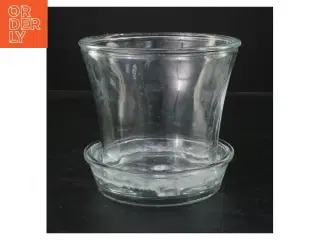Glasurtepotte med underskål (str. Ø 15 cm)