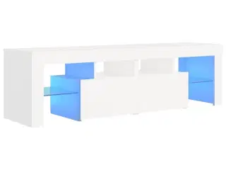 Tv-bord med LED-lys 140x36,5x40 cm hvid