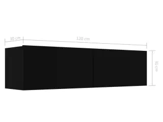 Tv-bord 120x30x30 cm konstrueret træ sort