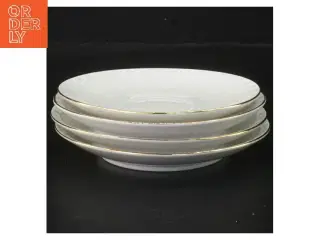 Royal Copenhagen underkopper i hvid halvblonde med guldkant. fra Royal Copenhagen (str. 4 stk Ø 12,5 cm)