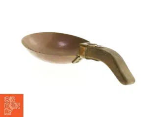 Antik ske i kobber, messing og træ (str. Ø 11 cm)