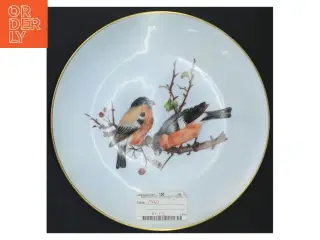 Dekorativt porcelænsfad med fuglemotiv fra b&g (str. Ø 24 cm)