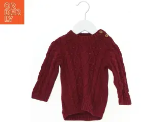 Rød kabelstrikket sweater til børn med knapper fra Newbie (str. 74)