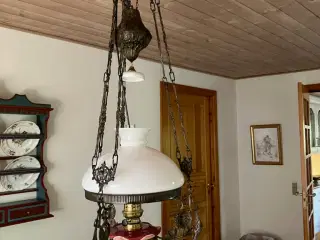 petroleumslampe majolica antik