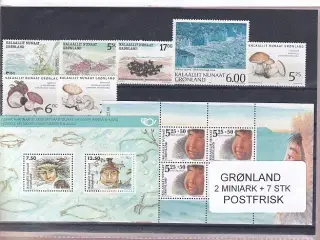 Grønland - 2 Miniark + 7 Stk. - Postfrisk