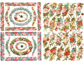 Glansbilleder med Småblomster - 2 ark, 16,5x23,5 cm