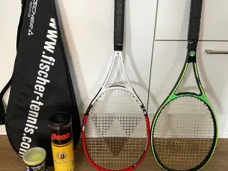 2 stk tennis ketsjer inkl 1 taske og bolde 