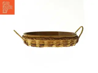 Flettet kurv med keramikfad (str. Ø 29xØ 20 cm)