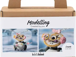 Mini DIY Kit Modellering, Robot, grå, pink, 1 pk.