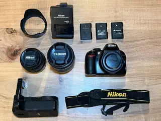 Nikon D3100 med tilbehør