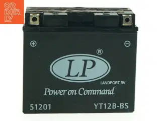 Motorcykelbatteri LP YT12B-BS fra Agm (str. 15 x, 13 x 6 og en halv cm)