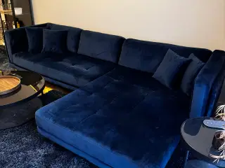 Sofa i blå velour 