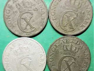 2 ØRE 1942, 1943, 1944 + 2 ØRE 1941 Christian X