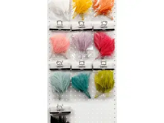 Kunstige fjer, L: 15 cm, B: 8 cm, ass. farver, 10x10pk./ 1 pk.