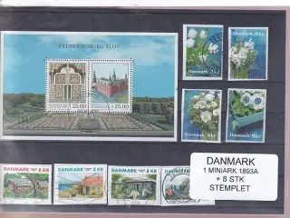 Danmark - Miniark 1893 A  + enkeltmærker - Stemplet