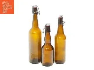 Tre store glasflasker med patentlukning (str. 22, 26 og 31 cm)