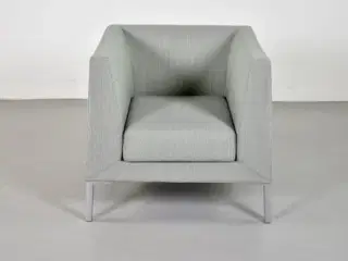 Paustian loungestol med grå/grønt polster og grå metalben