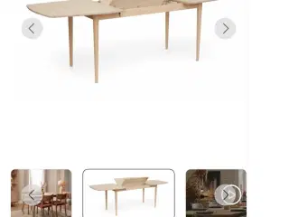 Spisebord, eg hvid olieret og 6 stk Anne stole