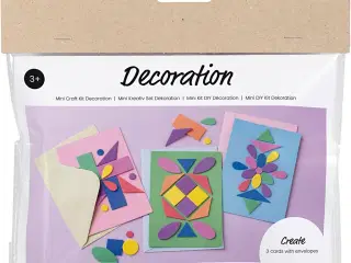 Mini DIY Kit Dekoration, Dekorerede kort, blå, grøn, pink, 1 pk.