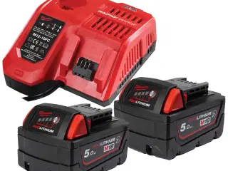 Batteripakke NRGCR-502, 2×18V/5,0Ah+lader M12-18FC