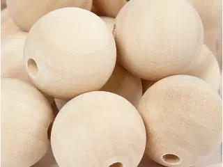 Træperle, diam. 30 mm, hulstr. 5 mm, 50stk./ 1 pk.
