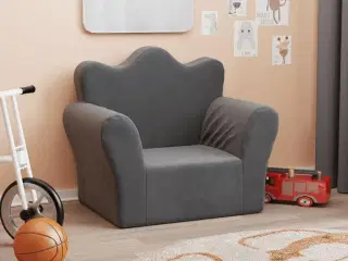 Lænestol til børn blødt plys antracitgrå