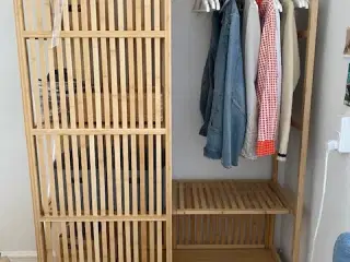 Åbent garderobeskab med skydedør, bambus, IKEA