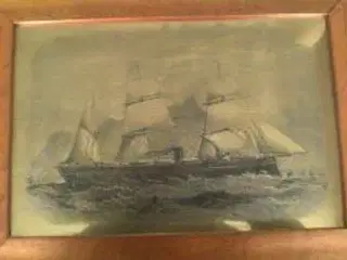 Sejlskib lavet på messing maleri