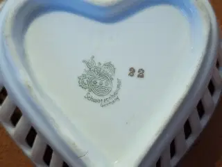 Hjerteformet porcelæns skål 