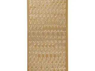 Stickers, bogstaver, ark 10x23 cm, guld, 1 ark