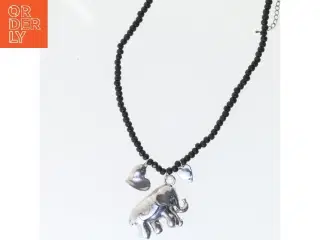 Ny Halskæde med elefant og hjertevedhæng (str. 58 cm)