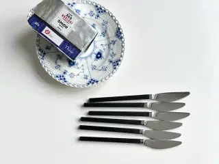Lundtofte frokostknive m sort skaft, 6 stk samlet