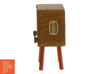 Ældre Træ TV til dukkehus (str. 6 x 4 cm)