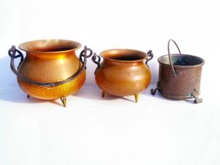 Bronze/kobber pot/krukker 3 stk.