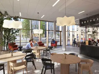 Højloftet eksponeret butik, showroom eller café i Nordhavn