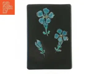 Kahlerkeramik vægplade med blomstermotiv (str. 16,5 x 11,5 cm)