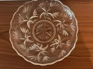 Vintage glastallerken / serveringsfad – blomster- 