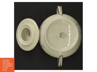 Porcelæns skål med hank og låg fra Københavns Porcellains Maleri (str. 16 x 12 cm)