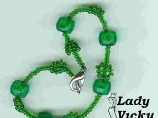 Armbånd # Perlekæde # Grønne perler