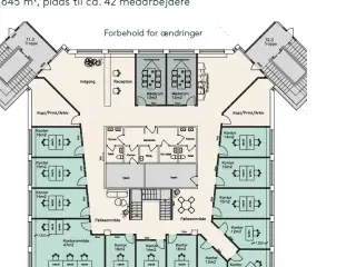 Kontorlejemål på 2.544 m² med lager