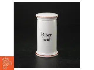 Hvid porcelænspeberbøsse fra B&G (str. Ø 6,5x11,5 cm)