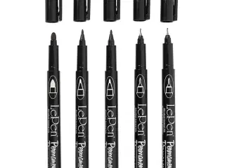 Permanent Tusch Sæt - 5 stk. Sort, 3 Spidser