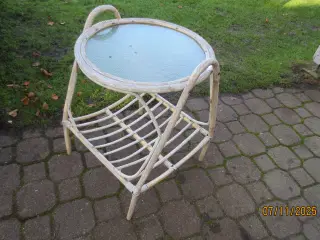 1 stk Rundt Bambusbord med glasplade 