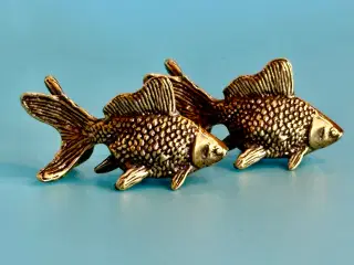 Vintage guldfiskefigurer af messing